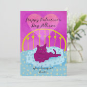 Niedliches Valentin von der Katze Feiertagskarte (Stehend Vorderseite)