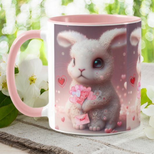Niedliches Valentinabinerhasen mit Personalisierte Tasse