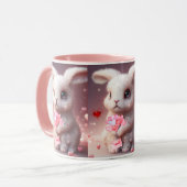 Niedliches Valentinabinerhasen mit Personalisierte Tasse (Vorderseite Links)