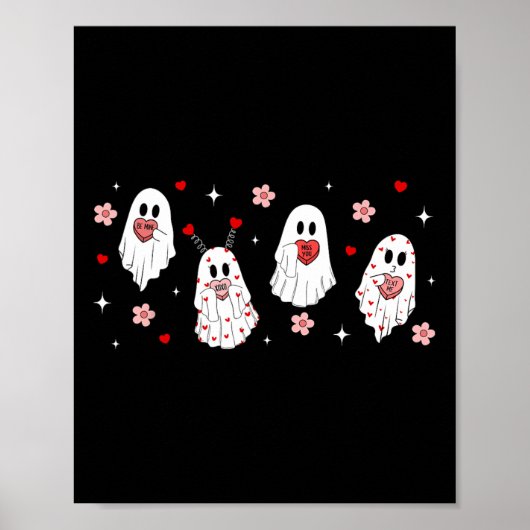 Niedliches Valentine Ghost Candy Herz wird mein Go Poster (Vorne)
