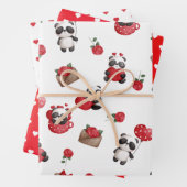 Niedliches Valentine Panda Bears Set von 3 Designs Geschenkpapier Set (Beispiel)