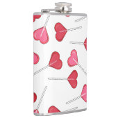 Niedliches Valentine Rotes Herz | Lollipop Muster Flachmann (Rechts)