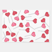Niedliches Valentine Rotes Herz | Lollipop Muster Geschenkpapier Set (Vorderseite 2)