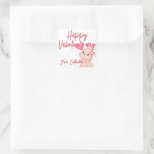 Niedliches Valentinherz Quadratischer Aufkleber (Tasche)