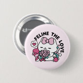 Niedliches Valentinisches Katzendesign - Feline th Button (Vorne & Hinten)