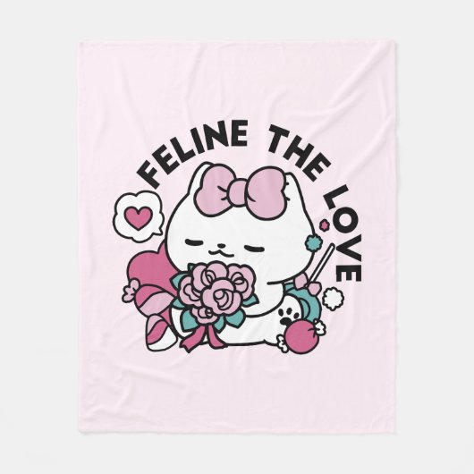 Niedliches Valentinisches Katzendesign - Feline th Fleecedecke (Vorderseite)