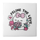 Niedliches Valentinisches Katzendesign - Feline th Fliese (Vorderseite)