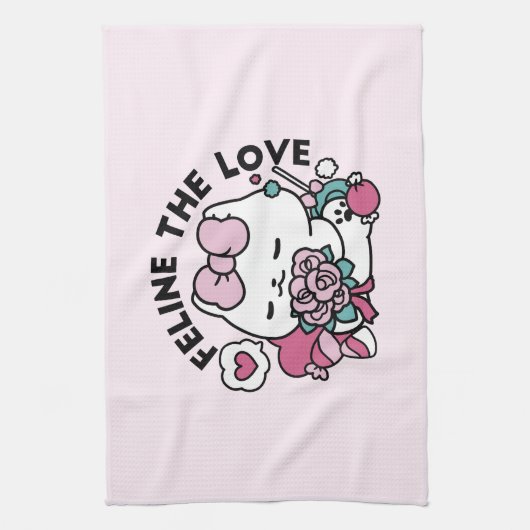 Niedliches Valentinisches Katzendesign - Feline th Geschirrtuch (Vertikal)