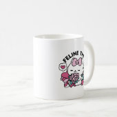 Niedliches Valentinisches Katzendesign - Feline th Kaffeetasse (VorderseiteRechts)