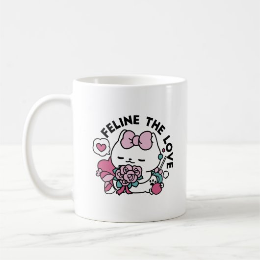 Niedliches Valentinisches Katzendesign - Feline th Kaffeetasse (Links)