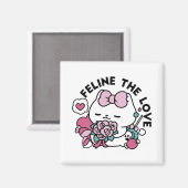 Niedliches Valentinisches Katzendesign - Feline th Magnet (Vorderseite/Rückseite)