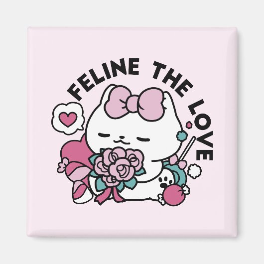 Niedliches Valentinisches Katzendesign - Feline th Magnet (Vorne)