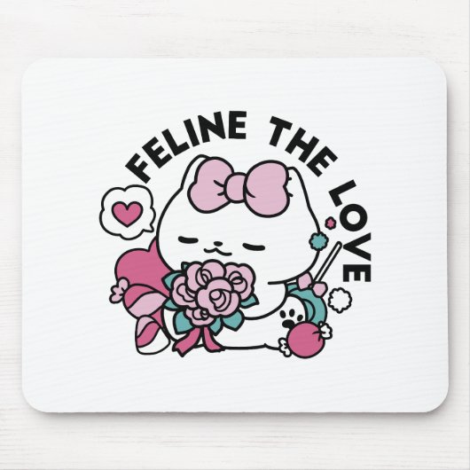 Niedliches Valentinisches Katzendesign - Feline th Mousepad (Vorne)