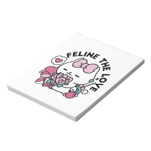 Niedliches Valentinisches Katzendesign - Feline th Notizblock (Rotiert)