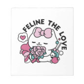 Niedliches Valentinisches Katzendesign - Feline th Notizblock (Vorderseite)