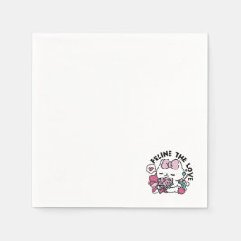 Niedliches Valentinisches Katzendesign - Feline th Serviette
