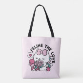 Niedliches Valentinisches Katzendesign - Feline th Tasche (Rückseite)