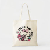 Niedliches Valentinisches Katzendesign - Feline th Tragetasche (Vorne)
