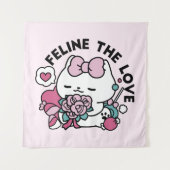 Niedliches Valentinisches Katzendesign - Feline th Wandteppich (Vorderseite)