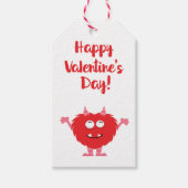 Niedliches Valentinstag-Rotes Monster Geschenkanhänger (Vorderseite)