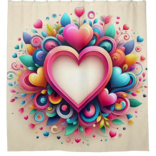 Niedliches Valentintagsherz Duschvorhang (Vorderseite)
