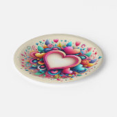 Niedliches Valentintagsherz Pappteller (Schrägansicht)