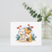 Niedliches Valentintagskind mit Katzen Postkarte (Stehend Vorderseite)