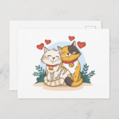 Niedliches Valentintagskind mit Katzen Postkarte (Vorne/Hinten)