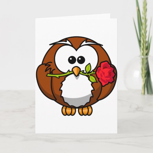 Niedliches Valentinueulen Feiertagskarte (Vorderseite)