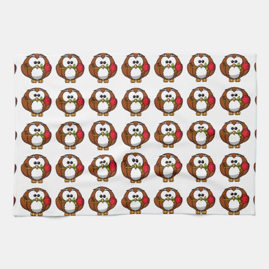 Niedliches Valentinueulen Geschirrtuch (Horizontal)