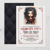 Niedliches Vampir Gothgirl Halloween Einladung (Vorne/Hinten)