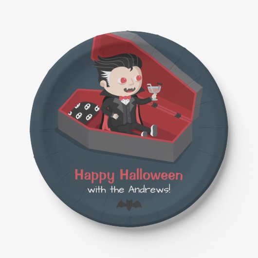Niedliches Vampire Boy Halloween-Party Pappteller (Vorderseite)
