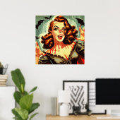Niedliches Vampire-Button Poster (Heimbüro)