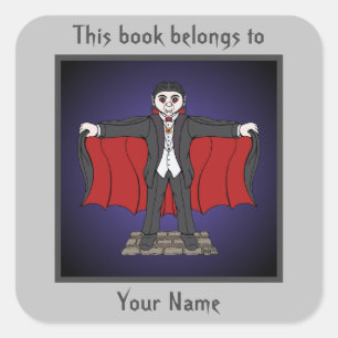 Niedliches Vampire/Dracula-Buchzeichen Quadratischer Aufkleber