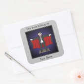 Niedliches Vampire/Dracula-Buchzeichen Quadratischer Aufkleber (Umschlag)