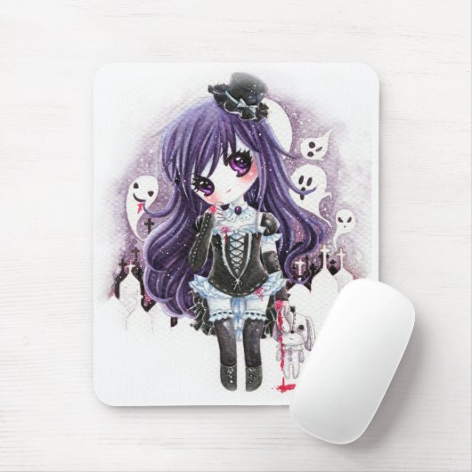 Niedliches Vampiremädchen mit Geistern und Mousepad (Mit Mouse)