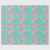 Niedliches Vaporwave Poolcore Pink Cyan Grid Patte Geschenkpapier (Flach)