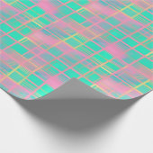 Niedliches Vaporwave Poolcore Pink Cyan Grid Patte Geschenkpapier (Ecke)