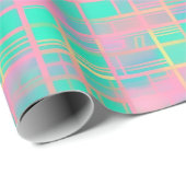 Niedliches Vaporwave Poolcore Pink Cyan Grid Patte Geschenkpapier (Rolleneckpunkt)
