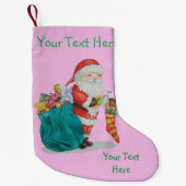 Niedliches Vaterweihnachten mit Spielwaren und Kleiner Weihnachtsstrumpf (Vorderseite)