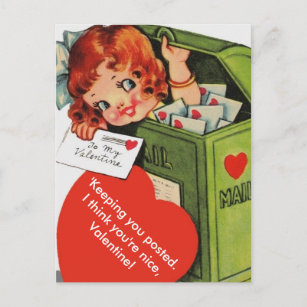 Niedliches verändertes Vintages Mädchen im Postfac Feiertagspostkarte