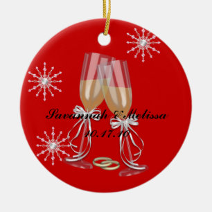 Niedliches verheiratetes; Unser erstes Weihnachten Keramikornament