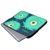 Niedliches verschwommenes Monster Blau Laptopschutzhülle (Vorne Knopf)