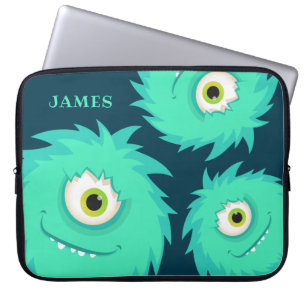 Niedliches verschwommenes Monster Blau Laptopschutzhülle