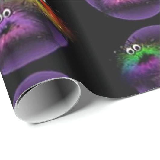 Niedliches, verschwommenes Rainbow Critters Wrappi Geschenkpapier (Rolleneckpunkt)