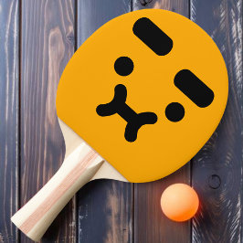 Niedliches, verwirrtes Pouty Face Orange Ping Pong Tischtennis Schläger