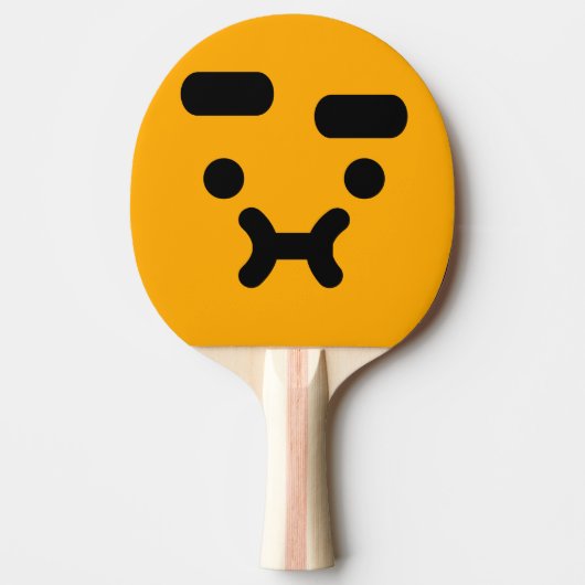 Niedliches, verwirrtes Pouty Face Orange Ping Pong Tischtennis Schläger (Vorderseite)