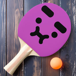 Niedliches, verwirrtes Pouty-Gesicht Lila Ping Pon Tischtennis Schläger