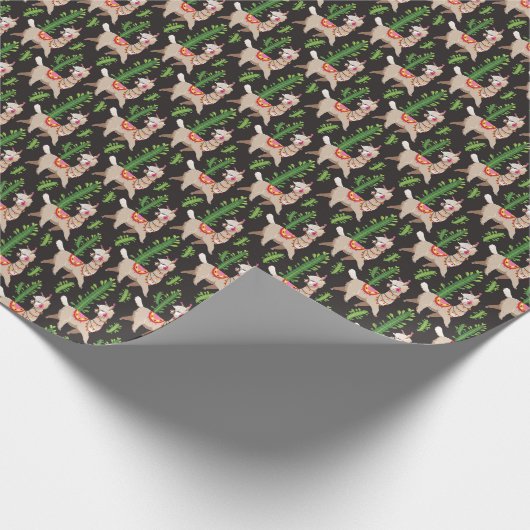Niedliches verziertes Lama-Muster Geschenkpapier (Ecke)