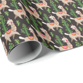 Niedliches verziertes Lama-Muster Geschenkpapier (Rolleneckpunkt)